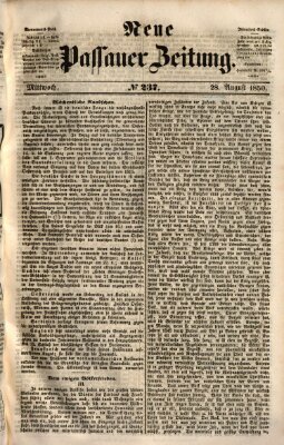 Neue Passauer Zeitung (Passauer Zeitung) Mittwoch 28. August 1850