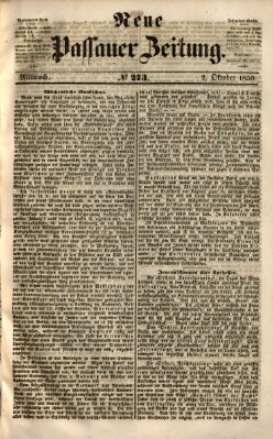 Neue Passauer Zeitung (Passauer Zeitung) Mittwoch 2. Oktober 1850