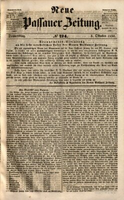 Neue Passauer Zeitung (Passauer Zeitung) Donnerstag 3. Oktober 1850