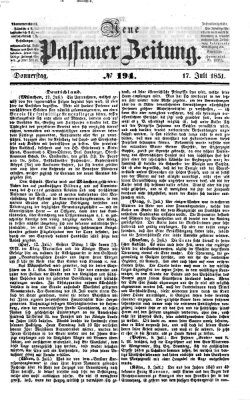 Neue Passauer Zeitung (Passauer Zeitung) Donnerstag 17. Juli 1851