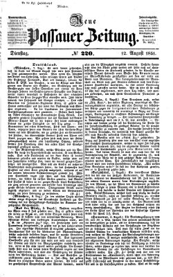 Neue Passauer Zeitung (Passauer Zeitung) Dienstag 12. August 1851