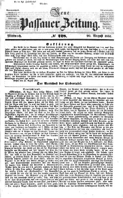 Neue Passauer Zeitung (Passauer Zeitung) Mittwoch 20. August 1851