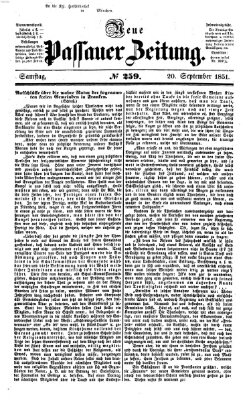 Neue Passauer Zeitung (Passauer Zeitung) Samstag 20. September 1851