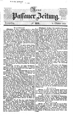 Neue Passauer Zeitung (Passauer Zeitung) Donnerstag 2. Oktober 1851