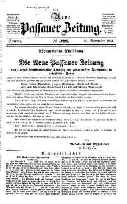 Neue Passauer Zeitung (Passauer Zeitung) Sonntag 30. November 1851