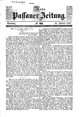 Neue Passauer Zeitung (Passauer Zeitung) Sonntag 25. Januar 1852