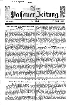 Neue Passauer Zeitung (Passauer Zeitung) Samstag 17. Juli 1852