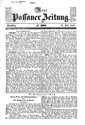 Neue Passauer Zeitung (Passauer Zeitung) Samstag 31. Juli 1852