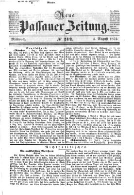 Neue Passauer Zeitung (Passauer Zeitung) Mittwoch 4. August 1852