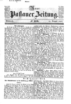 Neue Passauer Zeitung (Passauer Zeitung) Mittwoch 11. August 1852