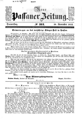 Neue Passauer Zeitung (Passauer Zeitung) Donnerstag 18. November 1852