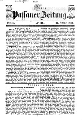 Neue Passauer Zeitung (Passauer Zeitung) Montag 14. Februar 1853