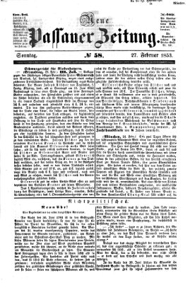 Neue Passauer Zeitung (Passauer Zeitung) Sonntag 27. Februar 1853