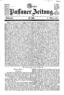 Neue Passauer Zeitung (Passauer Zeitung) Mittwoch 2. März 1853