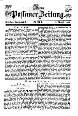 Neue Passauer Zeitung (Passauer Zeitung) Dienstag 9. August 1853