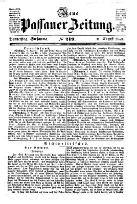 Neue Passauer Zeitung (Passauer Zeitung) Donnerstag 11. August 1853