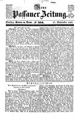 Neue Passauer Zeitung (Passauer Zeitung) Dienstag 27. September 1853