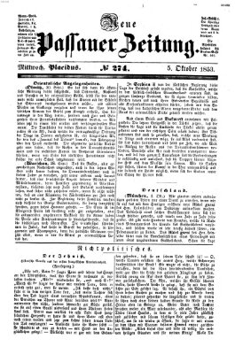 Neue Passauer Zeitung (Passauer Zeitung) Mittwoch 5. Oktober 1853