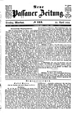 Neue Passauer Zeitung (Passauer Zeitung) Dienstag 25. April 1854