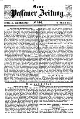 Neue Passauer Zeitung (Passauer Zeitung) Mittwoch 2. August 1854