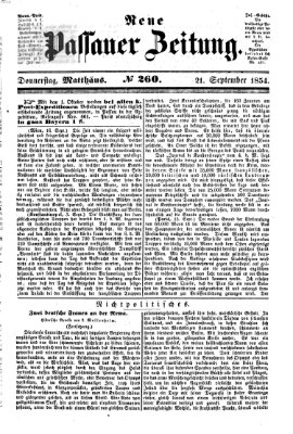 Neue Passauer Zeitung (Passauer Zeitung) Donnerstag 21. September 1854