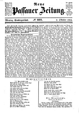 Neue Passauer Zeitung (Passauer Zeitung) Montag 2. Oktober 1854