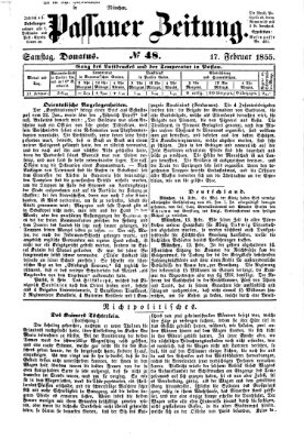 Passauer Zeitung Samstag 17. Februar 1855