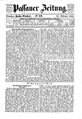 Passauer Zeitung Dienstag 20. Februar 1855