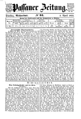 Passauer Zeitung Dienstag 3. April 1855