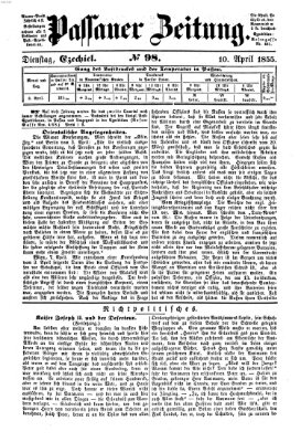 Passauer Zeitung Dienstag 10. April 1855