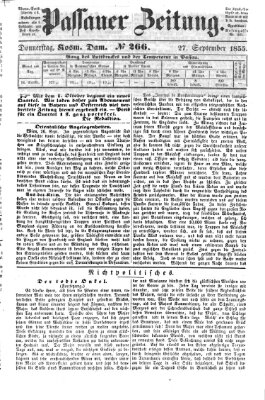 Passauer Zeitung Donnerstag 27. September 1855