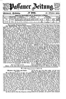 Passauer Zeitung Mittwoch 17. Oktober 1855