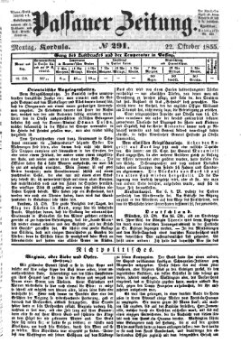 Passauer Zeitung Montag 22. Oktober 1855