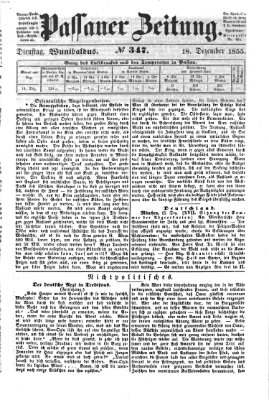 Passauer Zeitung Dienstag 18. Dezember 1855