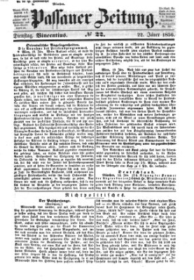 Passauer Zeitung Dienstag 22. Januar 1856