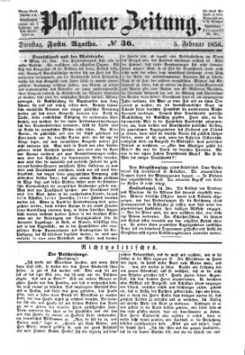 Passauer Zeitung Dienstag 5. Februar 1856