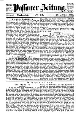 Passauer Zeitung Mittwoch 20. Februar 1856