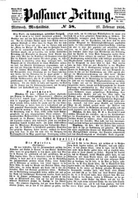 Passauer Zeitung Mittwoch 27. Februar 1856