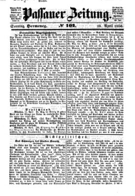 Passauer Zeitung Sonntag 13. April 1856