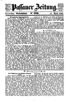 Passauer Zeitung Donnerstag 17. April 1856