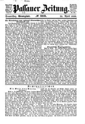 Passauer Zeitung Donnerstag 24. April 1856