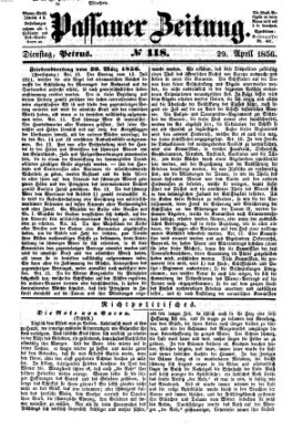 Passauer Zeitung Dienstag 29. April 1856