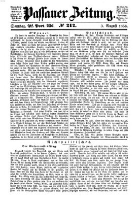 Passauer Zeitung Sonntag 3. August 1856