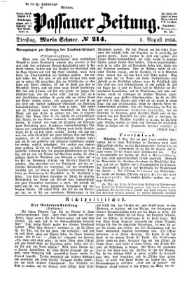 Passauer Zeitung Dienstag 5. August 1856