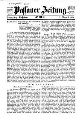 Passauer Zeitung Donnerstag 7. August 1856