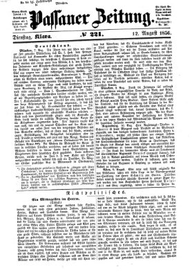 Passauer Zeitung Dienstag 12. August 1856