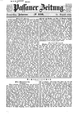 Passauer Zeitung Donnerstag 21. August 1856