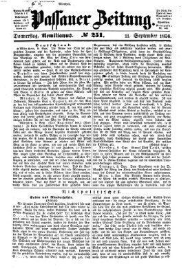Passauer Zeitung Donnerstag 11. September 1856