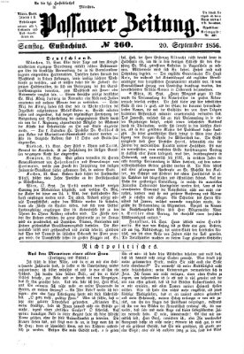 Passauer Zeitung Samstag 20. September 1856