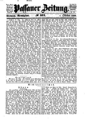 Passauer Zeitung Mittwoch 1. Oktober 1856